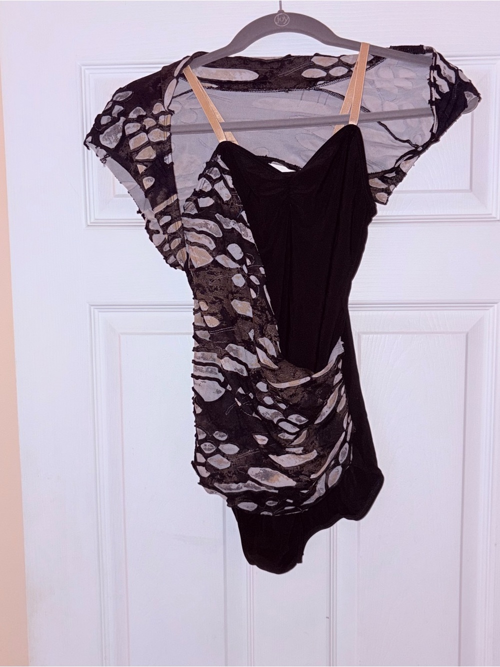 Title: Weissman Black Asymmetrical Mesh Shrug Dance Leotard XLCSize: XLC (Extra